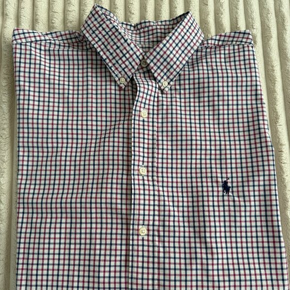 Ralph Lauren Other - RALPH LAUREN Mens Long Sleeve Red Blue Window Pane Button Down Shirt Sz XLT